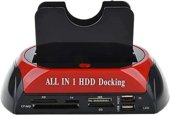 DAHSHA Dual Bay IDE SATA HDD Disk All in 1 Clone Dock Docking Station for 2.5 and 3.5 Inch Hard Drives