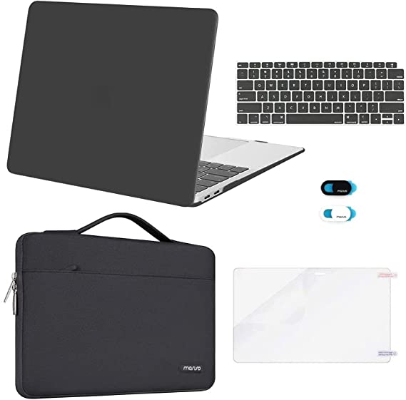 MOSISO Compatible with MacBook Air 13 inch Case 2022 2021 2020 2019 2018 Release A2337 M1 A2179 A1932 Retina Display, Plastic Hard Shell&Bag&Keyboard Skin&Webcam Cover&Screen Protector, Space Gray