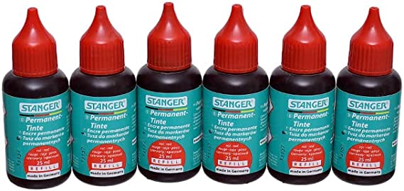 Stanger Permanent Tinte Ink 25 ml 6 Pieces - Red