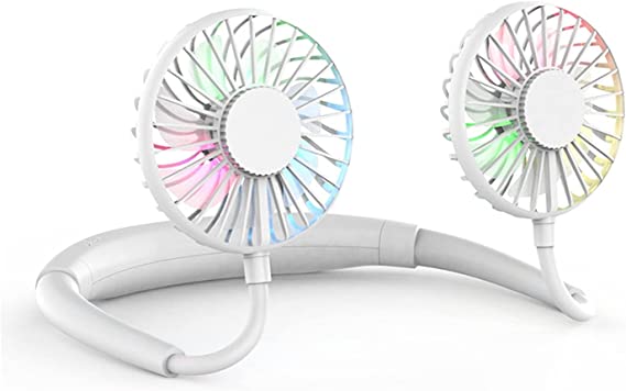 المحمولة مصغرة مروحة الرقبة مروحة القابلة لإعادة الشحن مراوح الرياضة الصغيرة المحمولة مكيف مبرد الهواء للمكاتب المنزلية المحمولة المشجعين (Color : Whie)