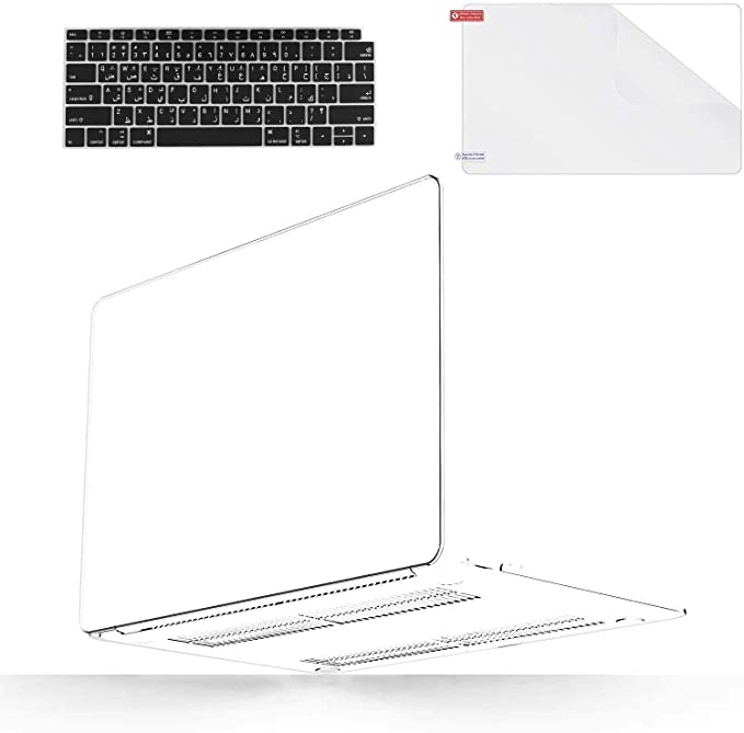 MacBook Air 13 inch Case 2019 2018 Release A1932 with Retina Display, Plastic Hard Shell & US Arabic English Keyboard Cover & Screen Protector Compatible OnlyNew MacBook Air 13, Clear