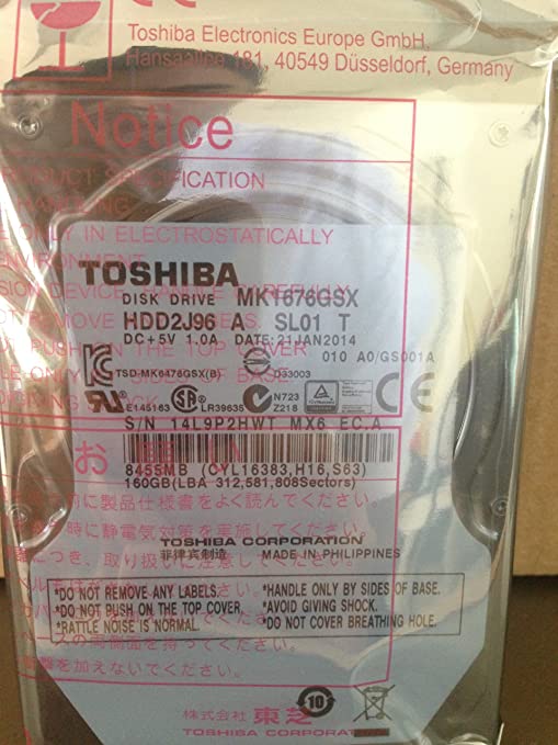 Toshiba MK1676GSX 160GB SATA 3GB/s 5400rpm 2.5 Inch Internal Hard Drive