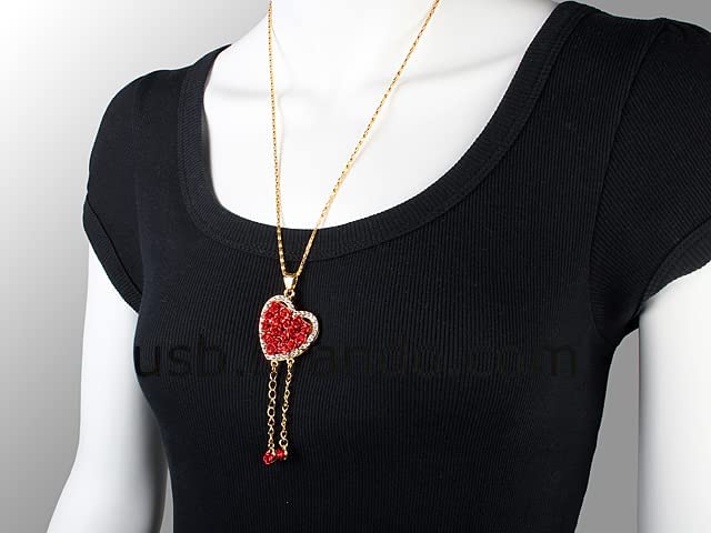 USB Jewel Rose Heart Necklace Flash Drive 16 GB