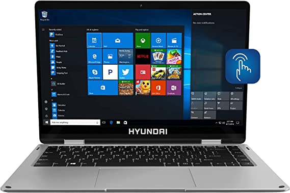 Hyundai | HyFlip 13.3" Laptop | 2-in-1 Touch Screen 1920 x 1020 Display | 4GB RAM | 64GB eMMC | Expandable Storage with M.2 SSD and MicroSD Slot | Windows 10 S Mode | Silver