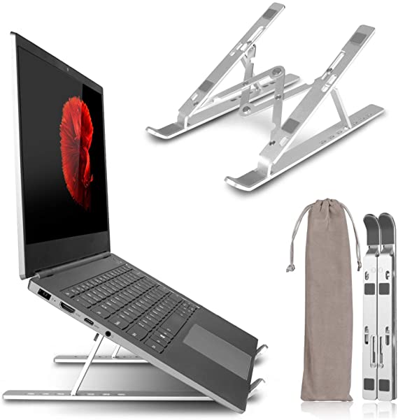 Uplayteck Laptop Stand, Laptop Holder Riser Computer Stand Aluminum 7-Angles Adjustable Portable Notebook Stand, Compatible with MacBook Air Pro, HP, Lenovo, Dell, More 10-15.6” Laptops and Tablets