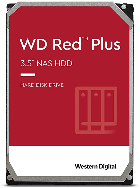 Western Digital 12TB WD Red Plus NAS Internal Hard Drive HDD - 7200 RPM, SATA 6 GB/s, CMR, 512 MB Cache, 3.5" - WD120EFBX