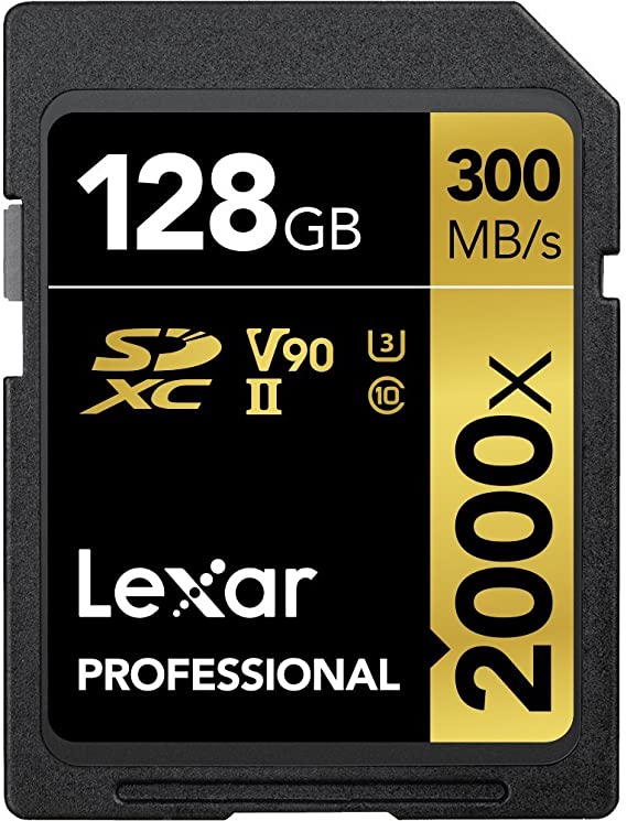 Lexar Professional 2000x 128 GB SDXC UHS-II Card w/o Reader, Up To 300MB/s Read (LSD2000128G-BNNAG)