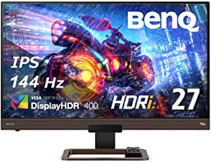 BenQ EX2780Q 27 Inch 2K QHD 2560x1440 | 144Hz Gaming Monitor | FreeSync Premium | IPS | USB Type-C, HDMI, DP | DCI-P3 | Built-in Speakers | Remote Control | Anti-glare, Flicker-free, Bezel-less