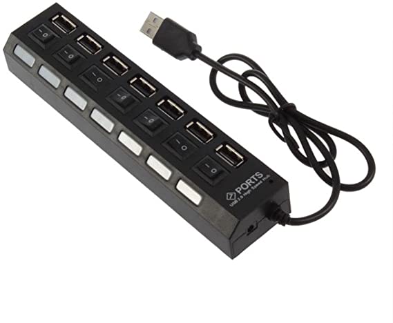 7 Ports High Speed 480Mbps USB 2.0 Hub On/Off Switch USB Splitter For PC Laptopamazon13896