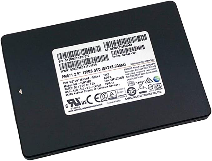 Samsung PM871 MZ-7LN1280 128GB 2.5 inches SATA3 6Gb/s Internal SSD Solid State Drive MZ7LN128HCHP-000H1 801645-001