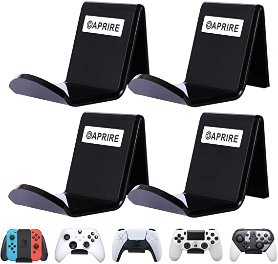 OAPRIRE Game Controller Wall Mount Holder Stand (4 Pack) for Xbox ONE PS4 PS5 STEAM Switch PC, Universal Gamepad Controller Accessories with 4 Cable Clips - Create Exclusive Game Fortresses