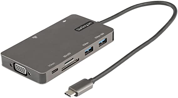 StarTech.com USB C Multiport Adapter - HDMI 4K 30Hz or VGA Travel Dock - 5Gbps USB 3.0 Hub (USB A / USB C Ports) - 100W Power Delivery - SD/Micro SD - GbE - 30cm Cable - USB C Mini Dock (DKT30CHVSDPD)