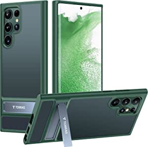 TORRAS MarsClimber Designed for Samsung Galaxy S22 Ultra Case 6.8'' [3 Stand Ways Metal Kickstand] [8FT Military Shockproof Protection] Translucent Matte for Samsung S22 Ultra Case 5G, Alpine Green