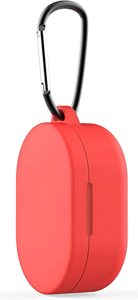 For AirDots 3 Shockproof Silicone Case With Carabiner - Light Red