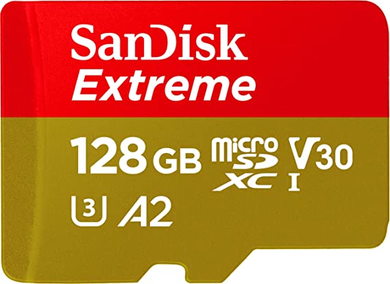 128GB Extreme microSDXC UHS-I Memory Card with Adapter - Up to 160MB/s, C10, U3, V30, 4K, A2, Micro SD - SDSQXA1-128G-GN6MA 1 Pack