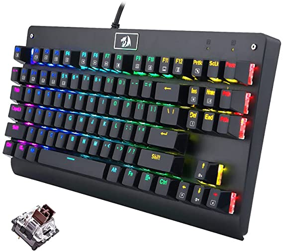 Redragon K568R BROWN Switch- Rainbow Backlight -TKL Gaming Mechanical Keyboard - AR/EN key || Black