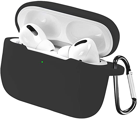 AirPods Pro Case Cover, Silicone AirPods Pro Case with Keychain Full Protective Case Cover Skin Compatible with Apple Airpods Pro 3 Wireless Charging Case (Black)