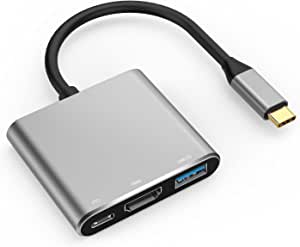 USB C to HDMI Multiport Adapter, Thunderbolt to HDMI Converter with 4K HDMI, 60W Type C PD Charging and USB 3.0 Port, USB C Hub for MacBook Pro/Air,Chromebook Pixel, Dell XPS13 and More