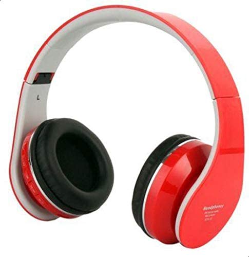 For PC Laptop Foldable Wireless Bluetooth Stereo Headphone Red Colored [BTT-12]