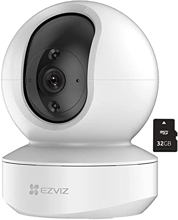 EZVIZ - Camera - Surveillance - Wireless - Movable - 2 MP 1080 Wi-Fi for Baby Pet Monitor Motion Detector Smart Night Vision, Two-Way Sound - with 32GB Memory Card Compatible with Alexa TY1