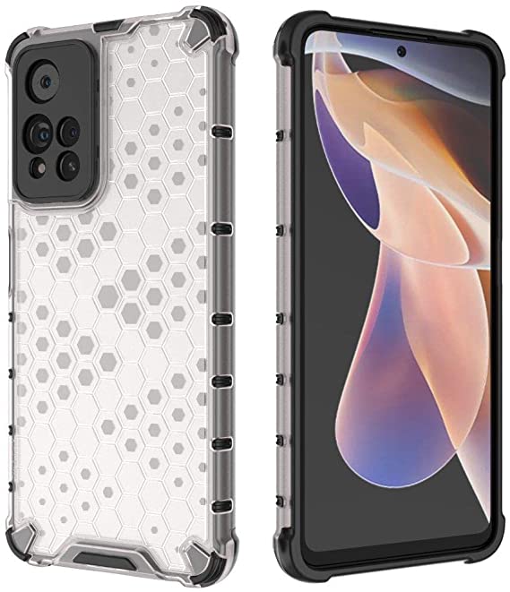 Xiaomi Poco X4 NFC, Honeycomb Pattern Shockproof Original Case from CompuMisr - Transparent