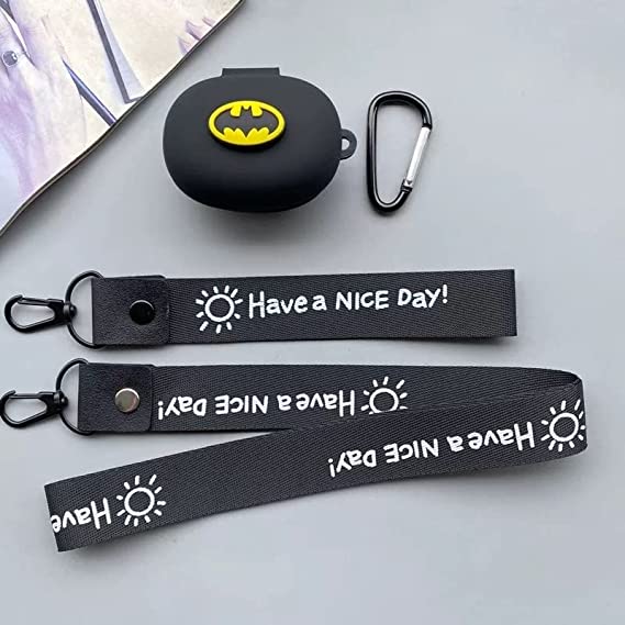 Suitable for Realme Buds Q bluetooth headset Silicone Protective Soft Case with long & short rope - Batman