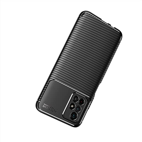 Xiaomi Redmi Note 11 5G (China Dimensity 810 5G), Flexible Rugged Armor Case with Brushed Carbon Fiber Pattern - Black