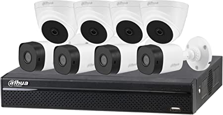 DAHUA Set of 8 Outdoor Monitoring Cameras 2 Mega Pixel Daytime Night Photography with Mobile Viewable Recorder