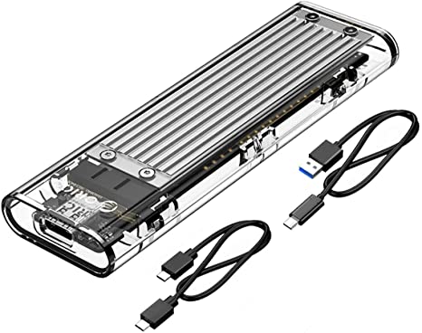 ORICO M.2 NVME SSD Enclosure Adapter, Tool-Free USB 3.1 Gen2 (10 Gbp/s) External Enclosure for NVME PCIe M-Key 2230/2242/2260/2280 SSD, Intelligent Sleep (Sliver)