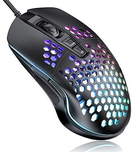 BENGOO Computer Gaming Mouse, Wired USB Laptop Mouse with Lightweight Honeycomb Shell, 7200 DPI Adjustable, 7 Programmed Buttons, Ergonomic Optical Computer Gamer Gaming Mice RGB Mouse for Windows