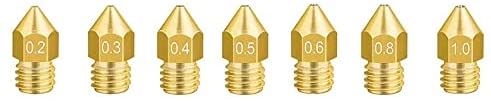 7 pcs 3D Printer MK8 Extruder Brass Nozzle 0.2 0.3 0.4 0.5 0.6 0.8 1.0 mm