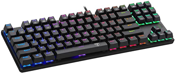 T-DAGGER Bora RGB Mechanical Gaming Keyboard USB Wired Keyboard,Ergonomic Backlit Computer Keyboard Anti-ghosting, Splash-Proof, Ideal for PC/Mac (87 Keys, Black)