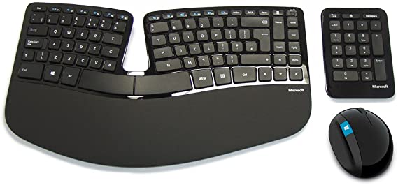 Microsoft Sculpt Ergonomic Desktop Keyboard, Mouse and Numeric Pad Set, UK Layout - Black