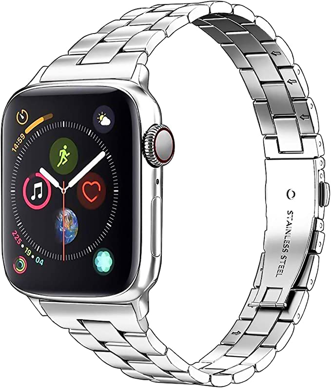 Aizilasa Band Compatible with Apple Watch Band 38/40/41mm Series 7 6 5 4 for Women Men, iWatch Bands 42/44/45mm Series 3 2 1 SE, Business Stainless Steel Strap Wristbands