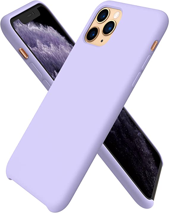 ORNARTO Liquid Silicone Case for iPhone 11 Pro Max, Slim Liquid Silicone Soft Gel Rubber Case Cover for iPhone 11 Pro Max(2019) 6.5 inch-Light Purple