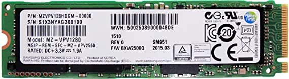 Samsung SM951 NVMe M.2-2280 128GB PCI Express 3.0 x4 NVMe Solid State Drive