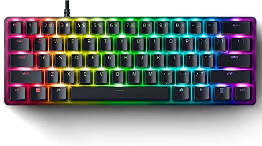 Razer Huntsman Mini 60% Gaming Keyboard: Analog Optical Switches - Doubleshot PBT Keycaps - Chroma RGB - Onboard Memory - Portable 60 Percent Form Factor - Detachable Type-C Cable - Classic Black