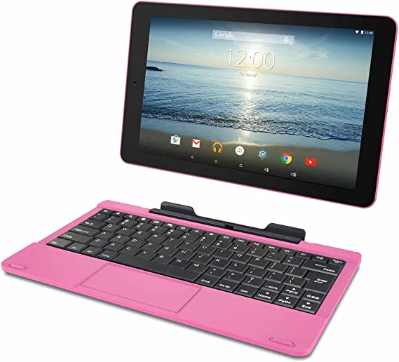 RCA Viking Pro 2 in 1 laptop & tablet - 32gb Quad Core 10.1'' Hdmi Bluetooth Wifi Detachable Keyboard Android 5.0 Lollipop- PINK