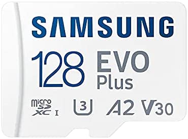 SAMSUNG EVO Plus Micro SD Memory Card + Adapter, 128GB microSDXC, Up to 130MB/s UHS-I, U3, A2, V30Full HD & 4K UHD, Expanded Storage for Phone, Gaming, Tablet, MB-MC128KA/APC