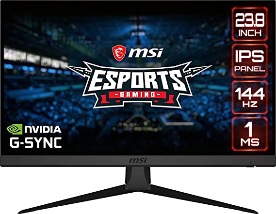 MSI Optix G242,16: 9 Ultra Narrow Edge Glare 1ms 1920 x 1080 Full HD 144Hz Adjustable Tilt Rate Upgrade 24in Amd FreeSync IPS Gaming Monitor, Black