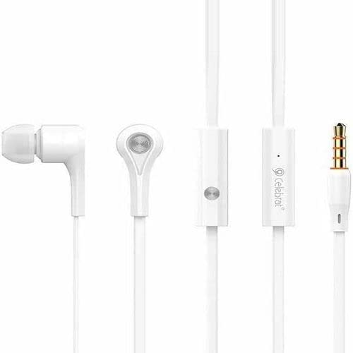 Set Of 2 Celebrat D3 Solid Metal Wired Earphone With Microphone - White