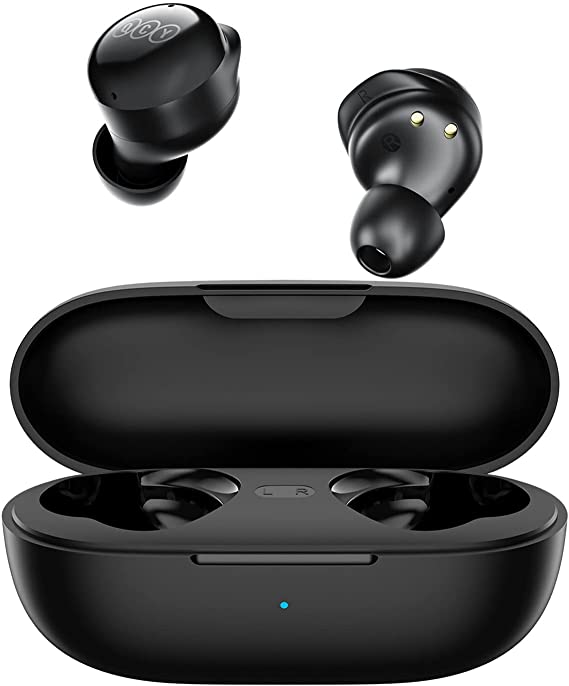 Bluetooth Earbuds QCY T17 Wireless Earbuds with Charging Case Waterproof Stereo Headphones in Ear Built in Mic Headset Touch Control Premium Sound for Sports, Black