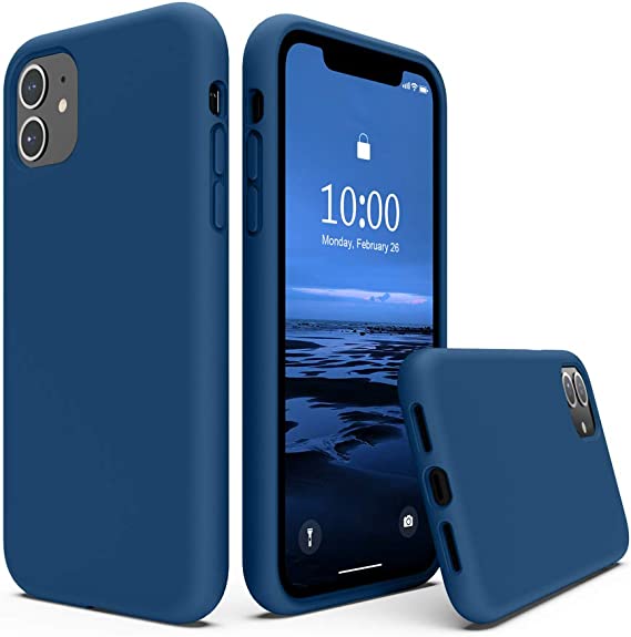 SURPHY Silicone Case Compatible with iPhone 11 Case 6.1 inches, Liquid Silicone Full Body Thickening Design Phone Case (with Microfiber Lining) for 11 2019, Blue Horizon