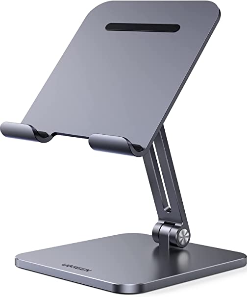 UGREEN Metal iPad Stand Foldable Tablet Stand iPad Holder Stand Adjustable Mobile Phone Holder Compatible with iPad Pro 12.9 2021 iPad Air 4 iPad mini iPhone 13 Pro Max Samsung Galaxy Tab S7 etc