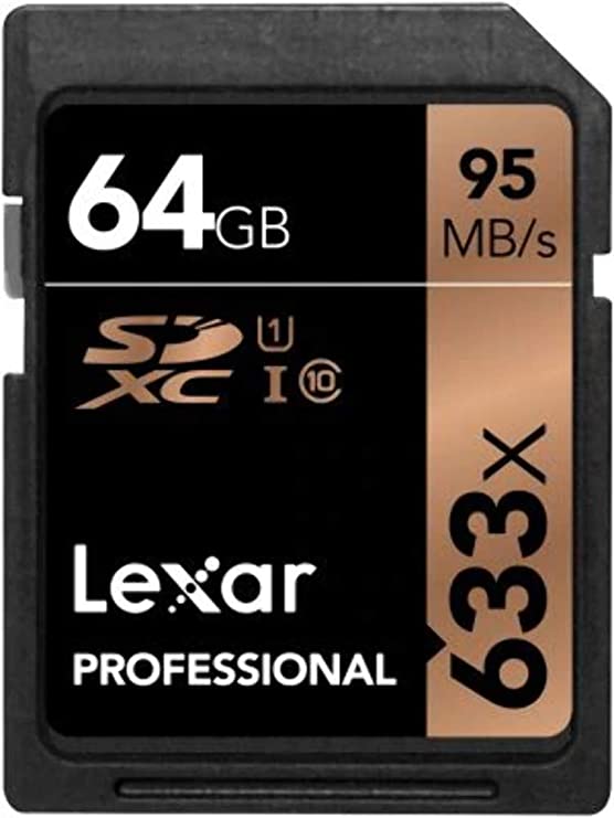 Lexar 64GB Professional Class 10 95MB/s (633x) SDHC/SDXC UHS-I Memory Card LSD64GCB1EU633