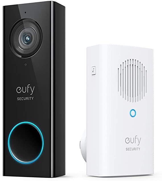 eufy Security, Wi-Fi Video Doorbell, 2K Resolution, No Monthly Fees, Local Storage, Human Detection, with Wireless Chime–Requires Existing Doorbell Wires and Installation Experience, 16-24 VAC, 30 VA