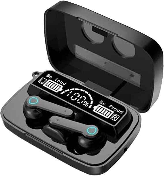 TWS Wireless Bluetooth V 5.1 Stereo IPX7 Waterproof Sports Earbuds True Earphone HiFi Stereo Sound CVC8.0 Noise Cancelling Tech With Mic Auto Booting Pairing 120 Hours Play Time Wireless Charging.