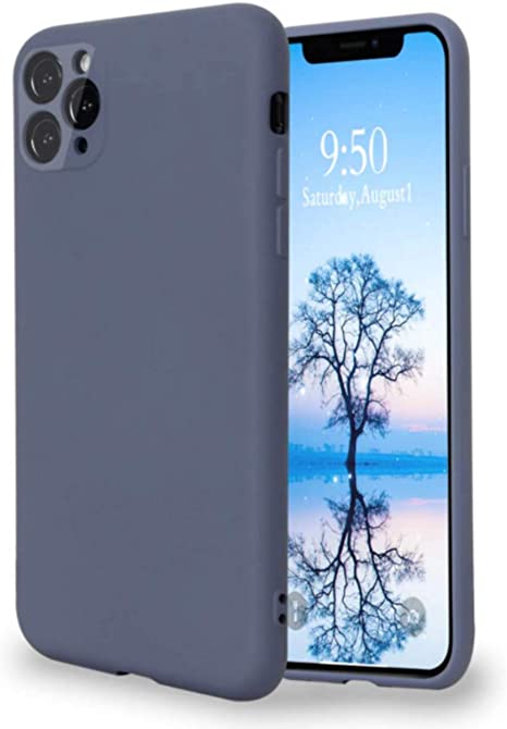 Horus Products Liquid Silicone Case Compatible with iPhone 12 Pro Max 6.7 inch, Full Body Protection Shockproof and Drop Protection Case, Cover for Each Camera Lens and Microfiber Lining (Lav. Gray)