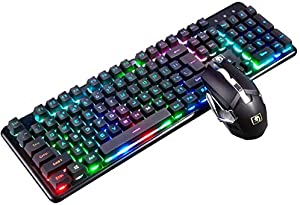 Rainbow Ergonomic Backlit PC 2.4GHz Waterproof Wireless Cool Colorful Keyboard Mouse Combo Rechargeable Gaming Home