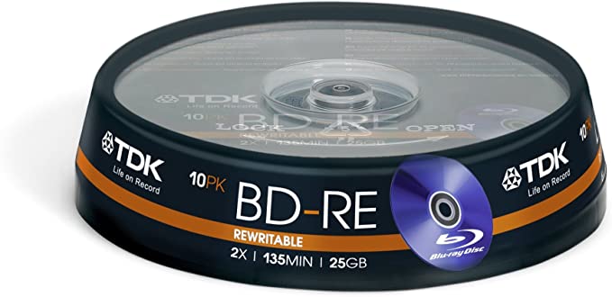 TDK BDRE-25GB-10CAKE Re-Writable Blu-ray Discs